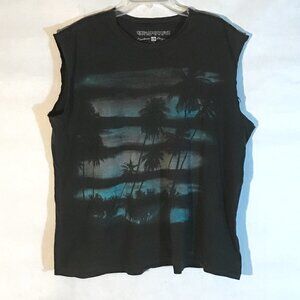Ocean Current Sleeveless Black Tank Top Beach Pam Trees T Shirt
